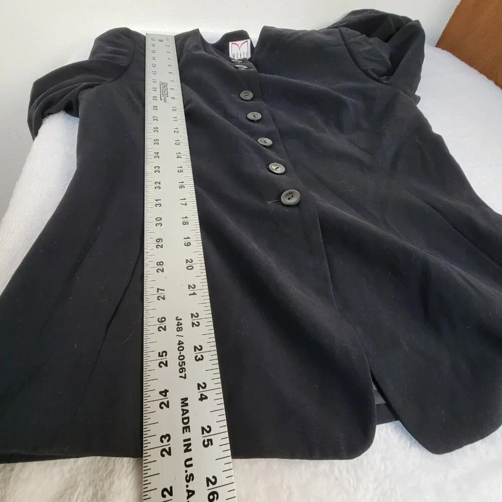 Vintage Mondi Business Womens Button Front Blazer Jacket Size 40 Black Career